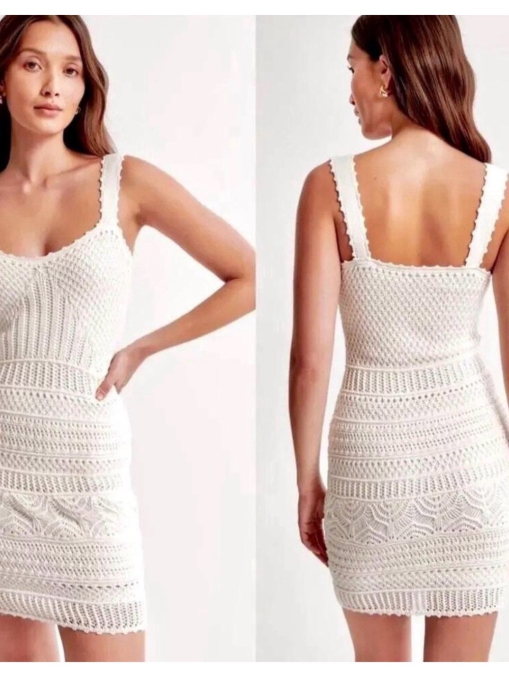 Women’s Crochet Knit White Tank Dress